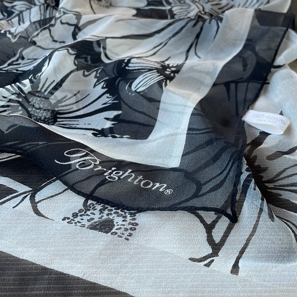 Brighton Black & White Silk Scarf